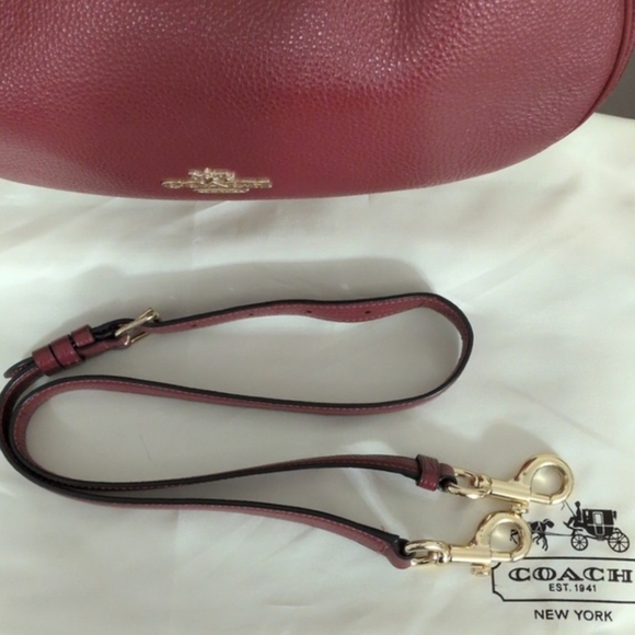 Coach Mara Hobo Shoulder Bag And Wallet Set In Cherry Pebble Leather W/ Dustbag - Picture 14 of 15